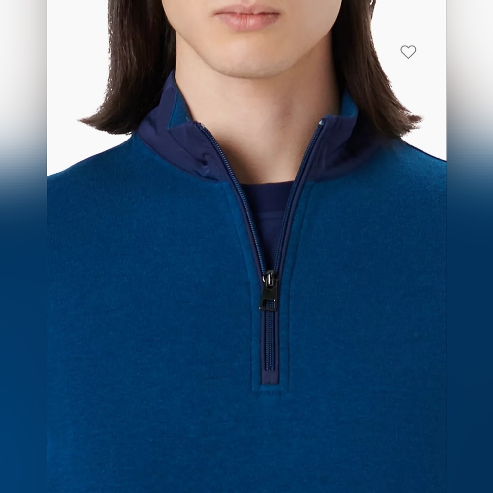Bugatchi Opal Blue  Pieced Quarter-Zip Sweater